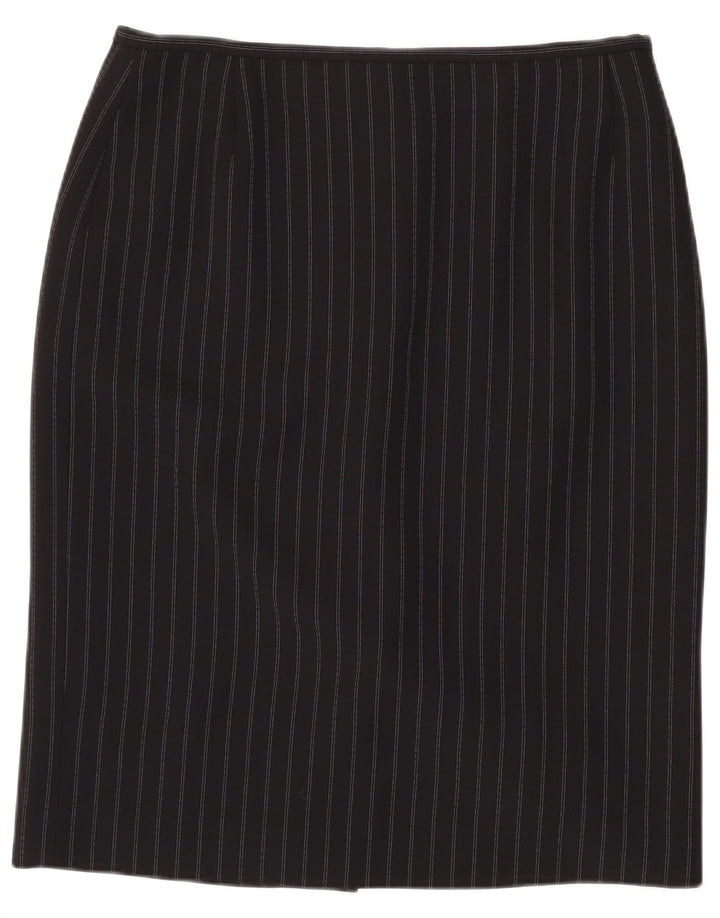 JAEGER Damen Bleistiftrock UK 16 Large W34 Schwarz gestreift Polyester