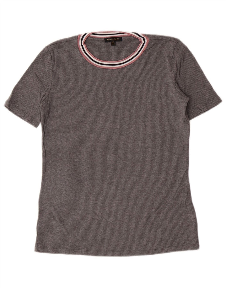 Massimo Dutti Womens T-Shirt Top UK 10 Small Grey