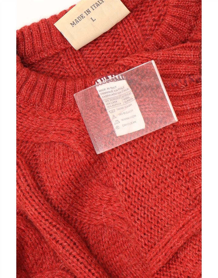 Luidiana Mens Crew Neck Jumper Sweater Large Red Acrylic