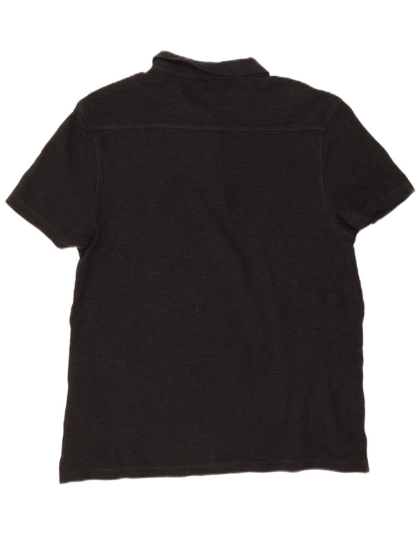 All Saints Mens Polo Shirt Large Black Cotton