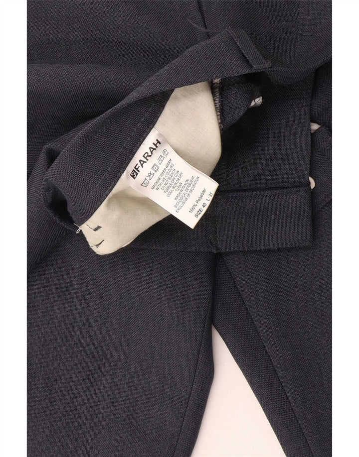 Farah Mens Straight Casual Trousers W40 L31 Navy Blue Polyester