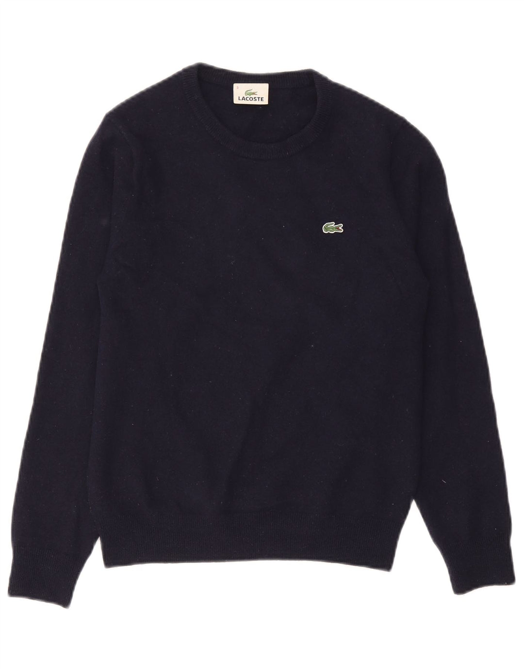 Maglione maglione girocollo da uomo Lacoste taglia 3 piccolo blu navy in lana vergine