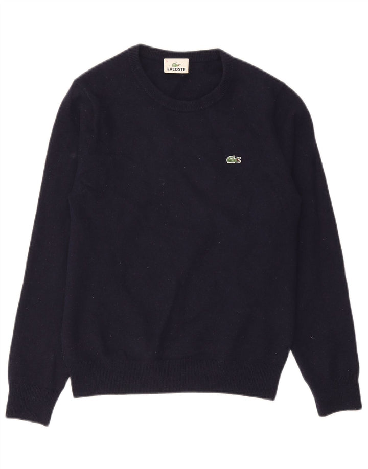Maglione maglione girocollo da uomo Lacoste taglia 3 piccolo blu navy in lana vergine
