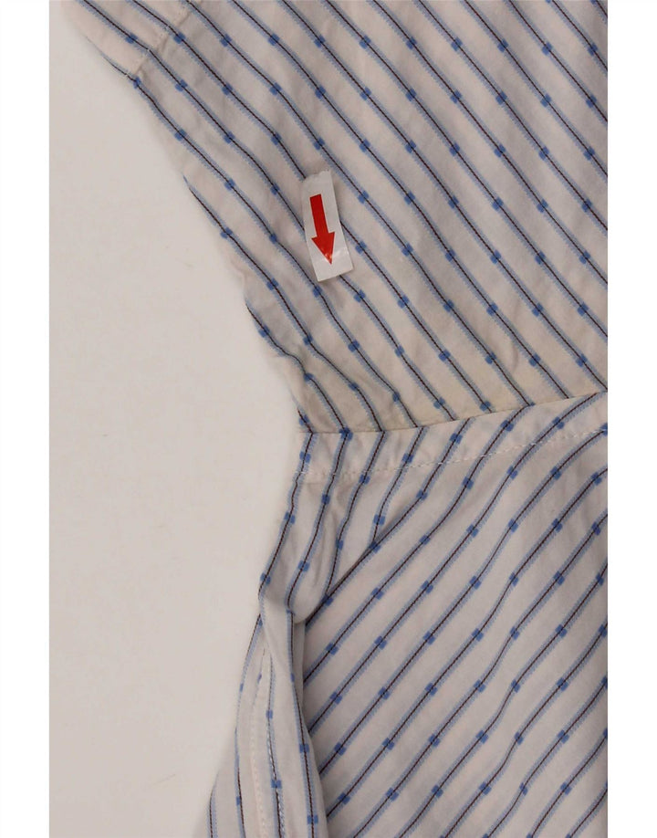 Gap Mens Short Sleeve Relaxed Fit Shirt Medium White Striped Cotton