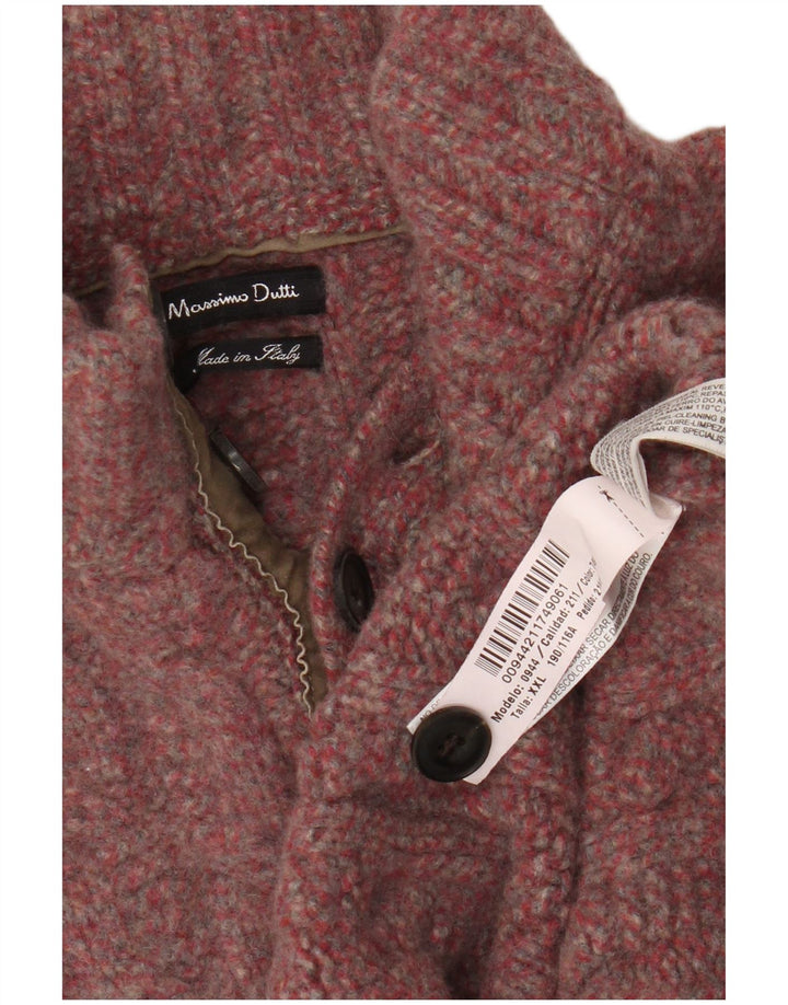 Massimo Dutti Damen-Pullover mit Knopfkragen, UK 20 2XL, rosa Wolle