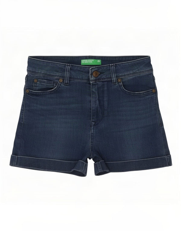 Benetton Womens Denim Shorts Small W26 Navy Blue Cotton