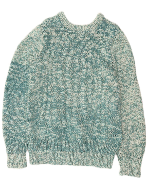 Maglione vintage da uomo con scollo a barca, piccolo turchese chiazzato