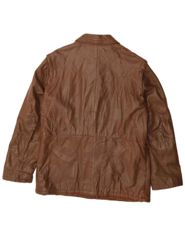 VINTAGE Mens Leather Jacket IT 52 XL Brown