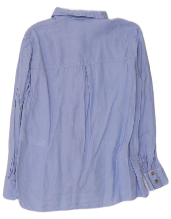 Massimo Dutti Womens Shirt EU 38 Small Blue Linen