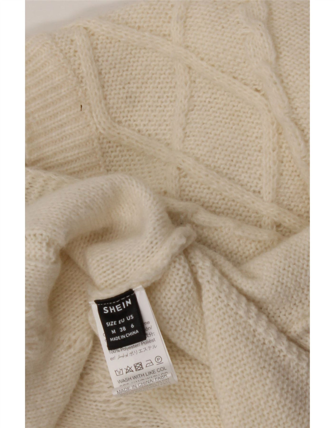 SHEIN Womens Oversized V-Neck Jumper Sweater UK 14 Medium Off White Vintage Shein and Second-Hand Shein from Messina Hembry 