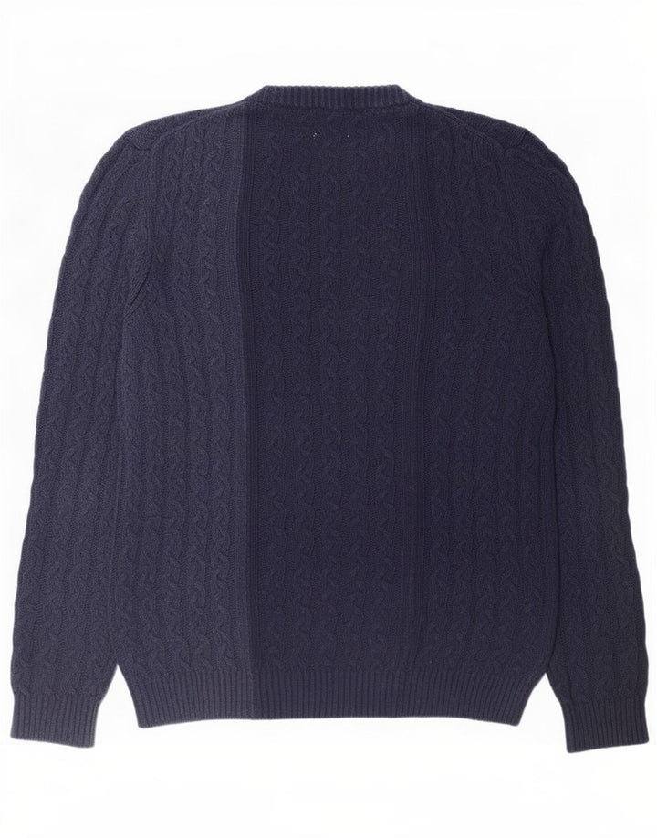 Zara Mens Crew Neck Jumper Sweater Medium Navy Blue