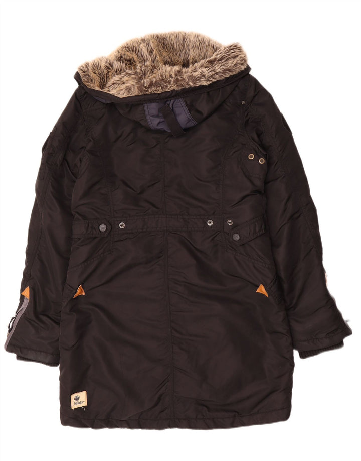 KHUJO Womens Hooded Padded Coat UK 14 Medium Black Polyester