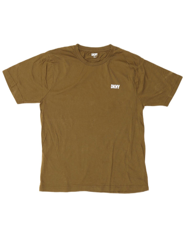 Dkny Mens T-Shirt Top Large Khaki Cotton