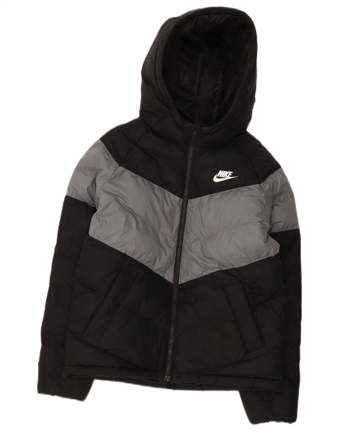 Giacca imbottita con cappuccio Nike da ragazzo 12-13 anni in poliestere color block nero
