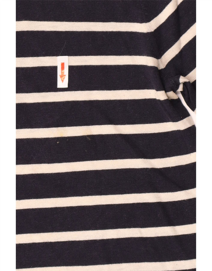Massimo Dutti Womens Roll Neck Jumper Sweater UK 10 Small Navy Blue Striped