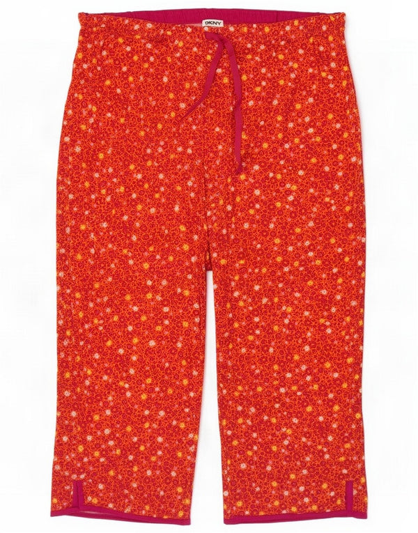 Dkny Pantalon capri coupe décontractée pour femme Large W34 L21 Rouge Floral