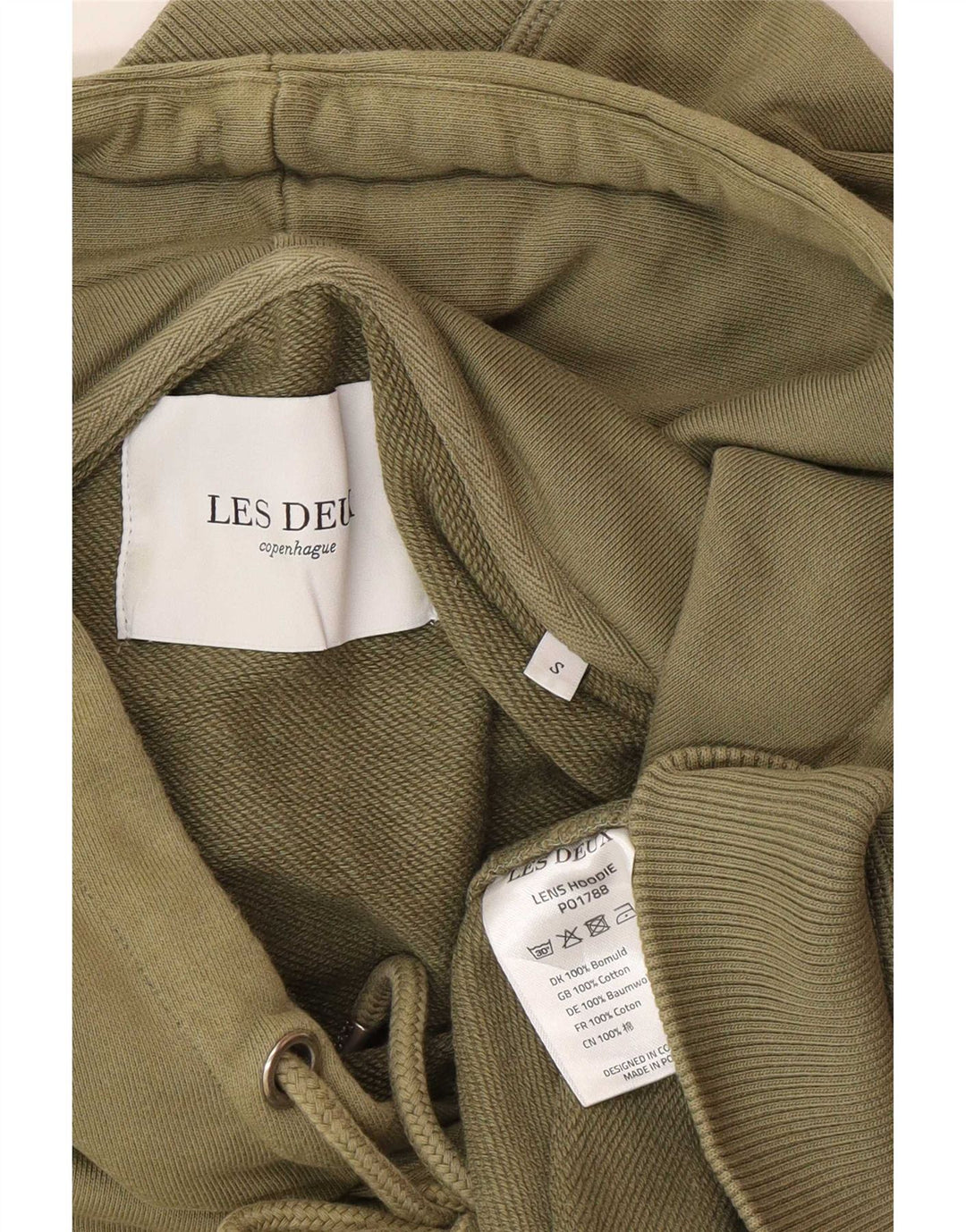 Les Deux Mens Hoodie Jumper Small Khaki Cotton