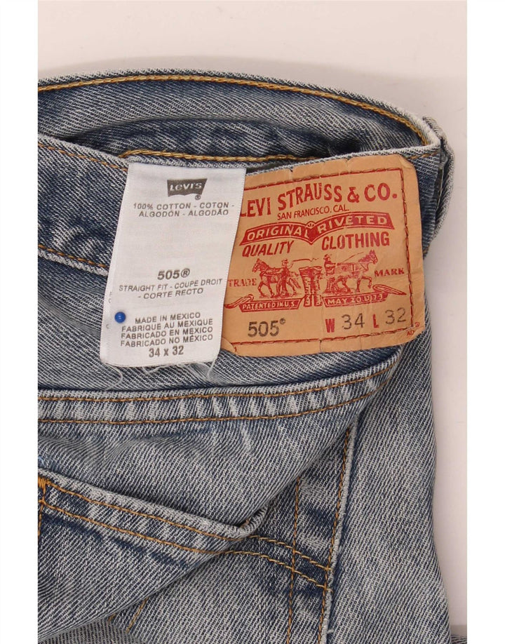 Levi's Mens 505 Distressed Straight Jeans W34 L32 Blue Cotton