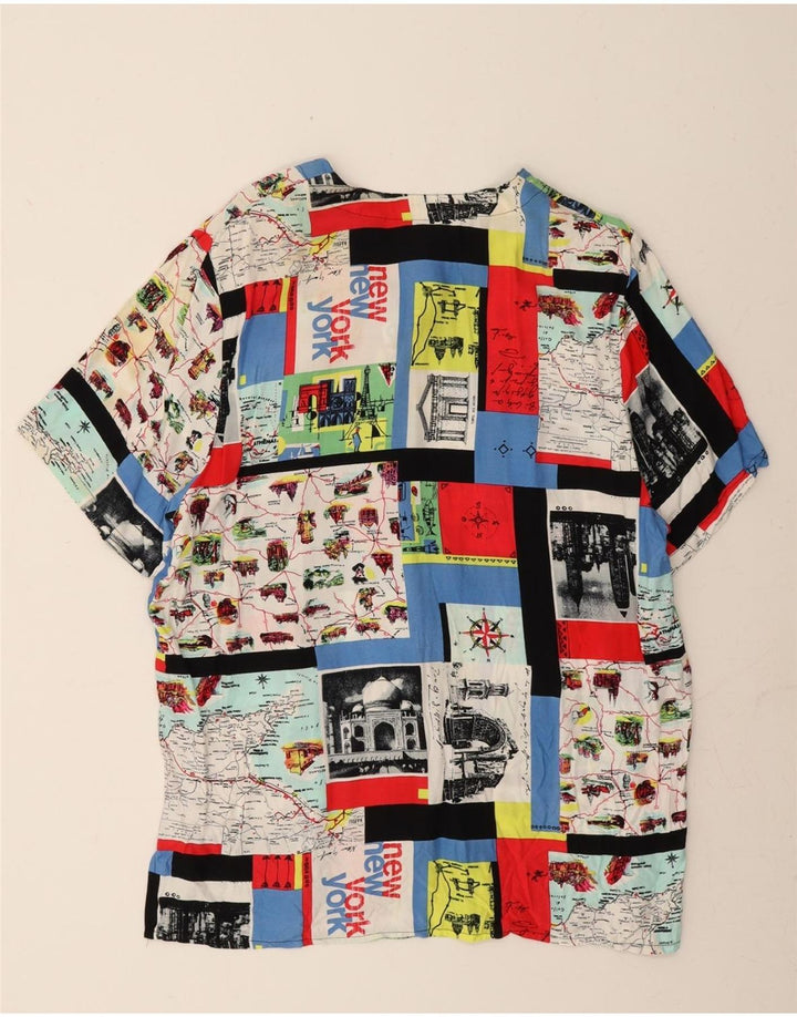 VINTAGE Womens Short Sleeve Shirt Blouse EU 44 XL Multicoloured Patchwork Vintage Vintage and Second-Hand Vintage from Messina Hembry 