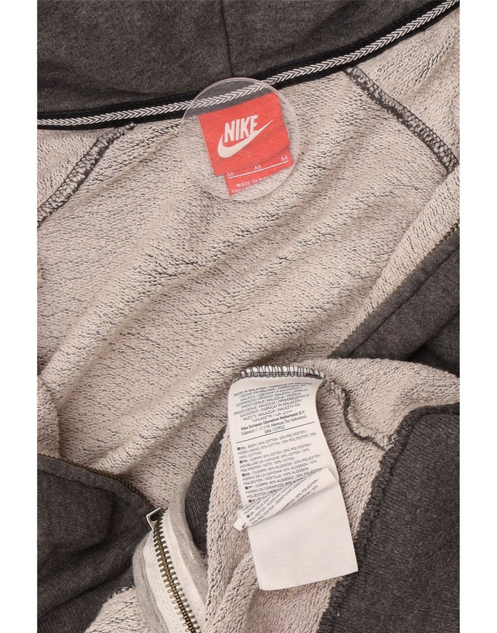 Nike Womens Zip Hoodie Sweater UK 14 Medium Grey Cotton