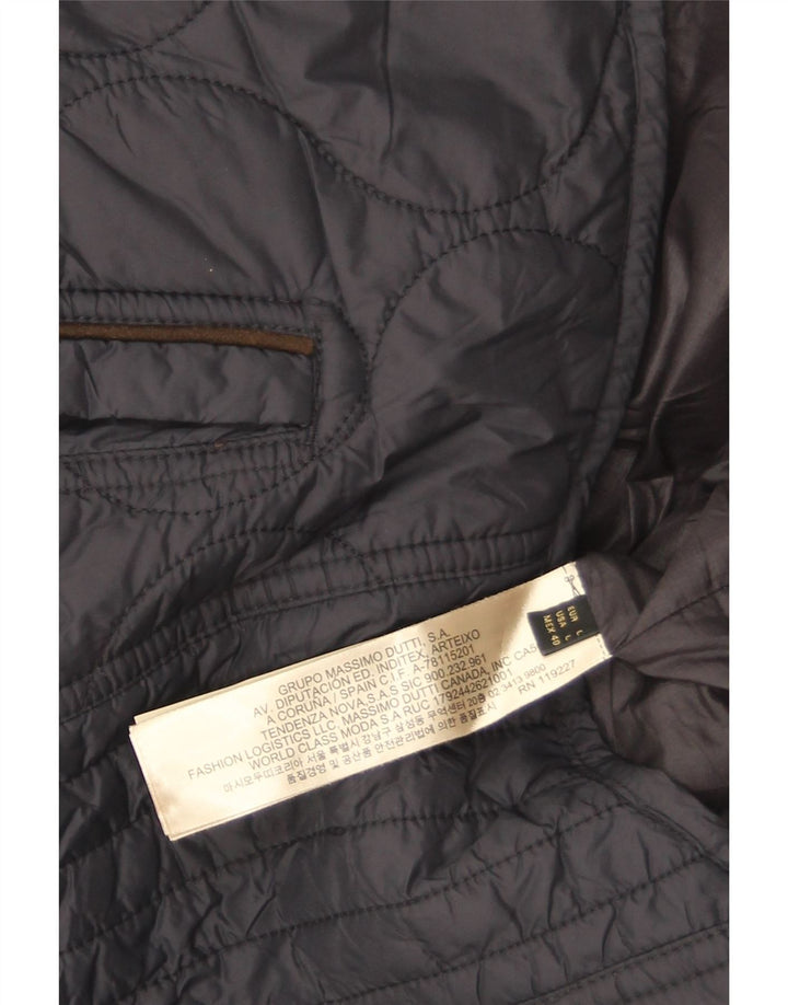 Massimo Dutti Mens Quilted Jacket UK 40 Large Navy Blue Nylon