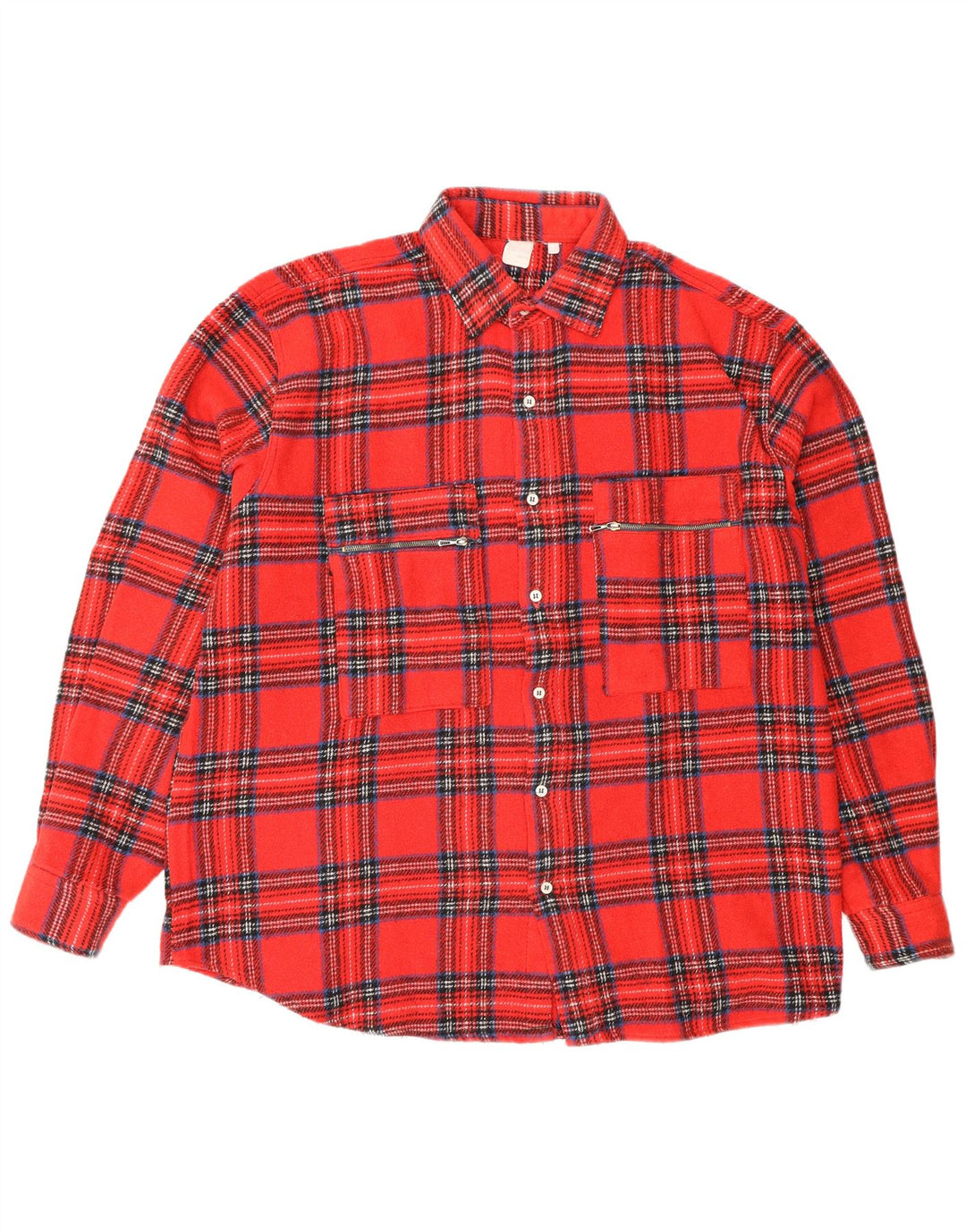 Camicia vintage da uomo in flanella a quadri rossi grandi