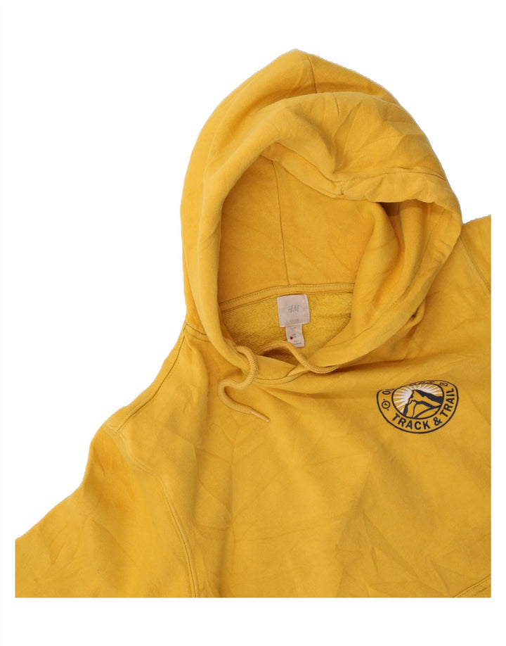 H&M Mens Graphic Hoodie Jumper XS Yellow Cotton Vintage H&M and Second-Hand H&M from Messina Hembry 