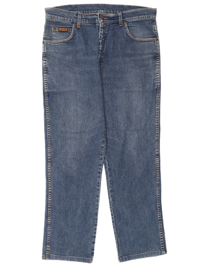 WRANGLER Mens Straight Jeans W34 L30 Blue Cotton