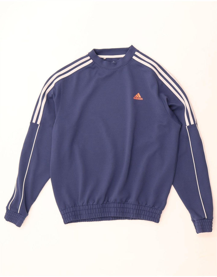 Adidas Mens Sweatshirt Jumper Medium Blue Colourblock Polyester