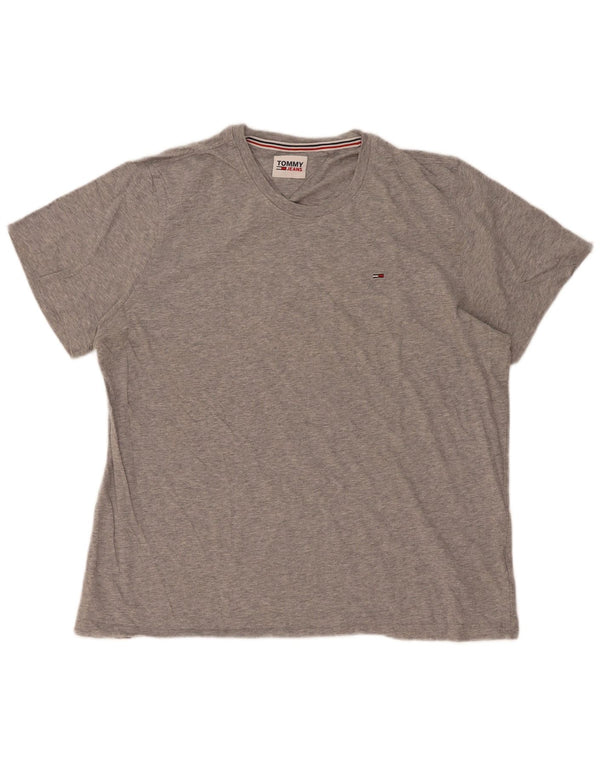 Tommy Hilfiger Mens T-Shirt Top Large Grey Flecked Cotton