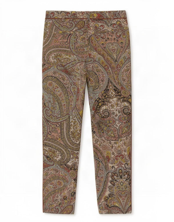 Женские узкие укороченные брюки Sisley IT 42 Medium W32 L26 Зеленые Пейсли