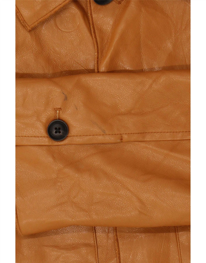 Zara Ανδρικό Μπουφάν από Faux Leather UK 36 Small Brown Πολυουρεθάνης