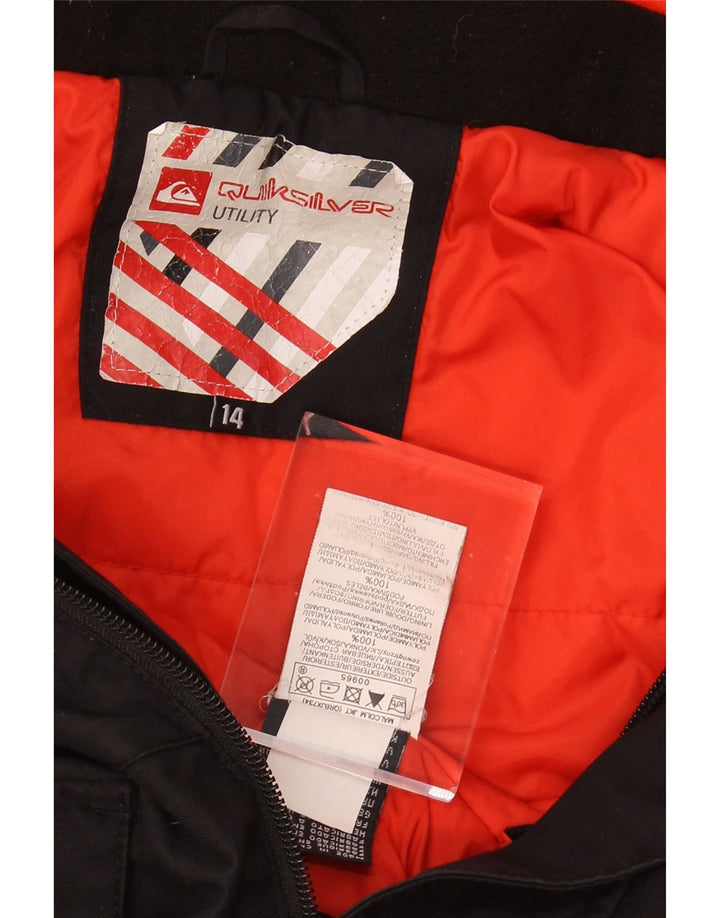 QUIKSILVER Boys Hooded Windbreaker Jacket 13-14 Years Black Polyamide