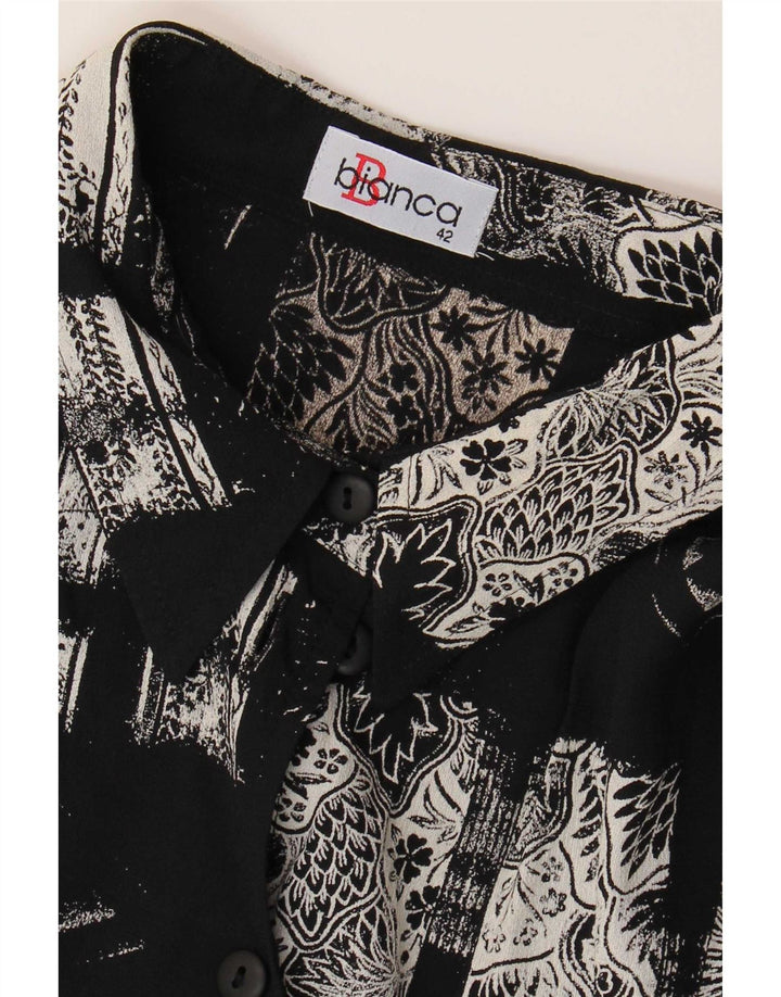 Bianca Womens Longline Shirt EU 42 Large Black Patchwork