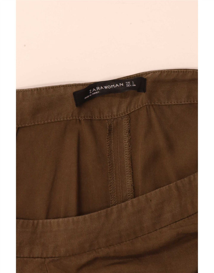 Zara Womens Capri Trousers Large W32 L24 Khaki