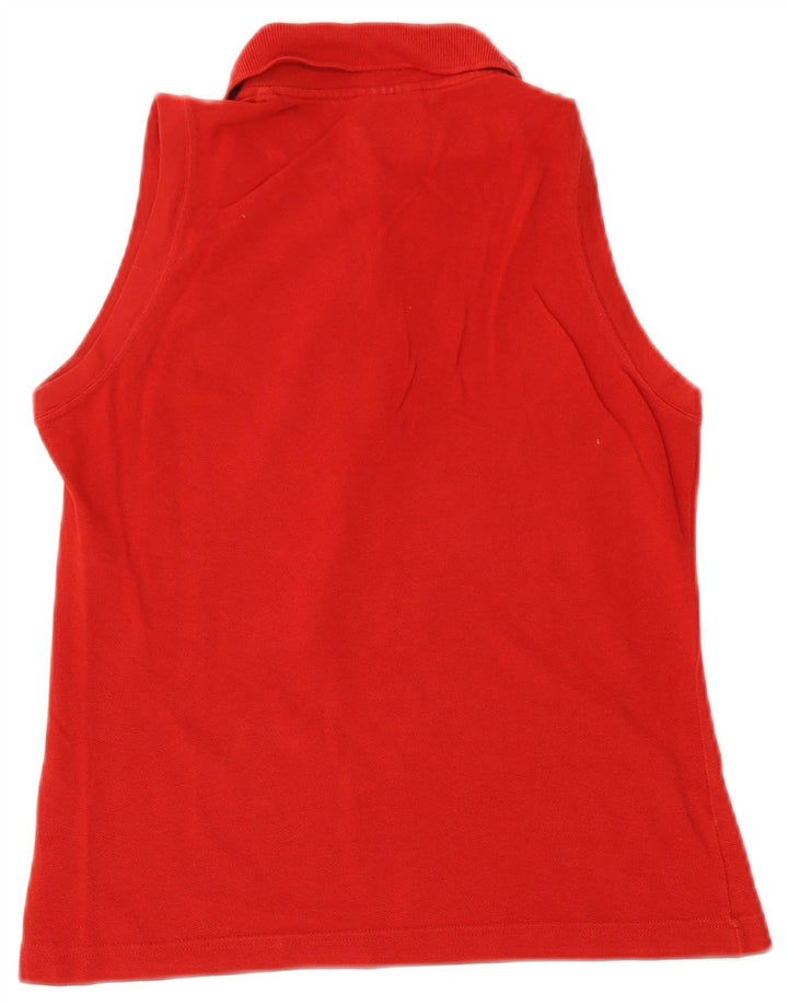 Lacoste Womens Sleeveless Polo Shirt Size 38 Medium Red Cotton