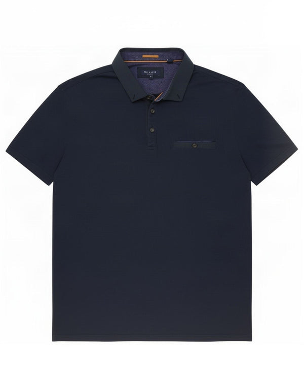 Ted Baker Mens Polo Shirt Size 6 2XL Navy Blue Cotton
