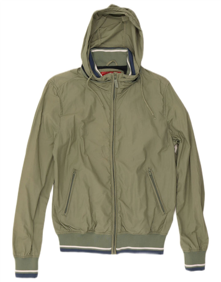 Playlife Mens Hooded Bomber Jacket UK 38 Medium Green