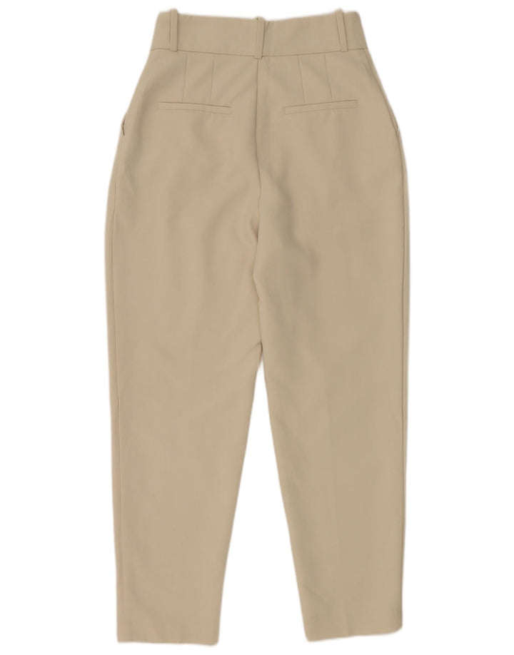 Zara Womens Tapered Suit Trousers Small W26 L27 Off White Polyester