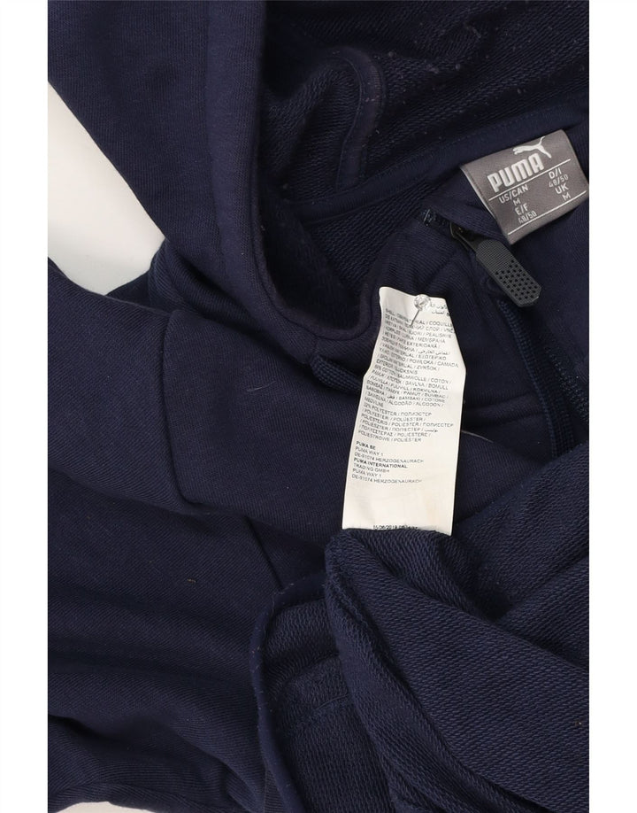 Puma Mens Zip Hoodie Sweater Medium Navy Blue Cotton