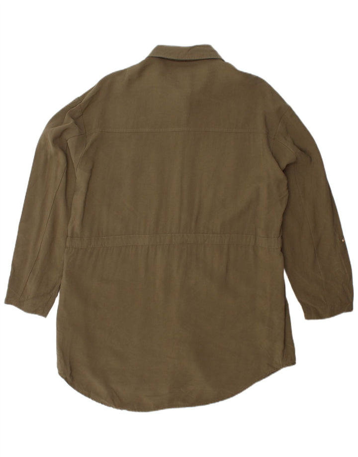 Zara Womens Shirt Dress UK 14 Medium Khaki Viscose