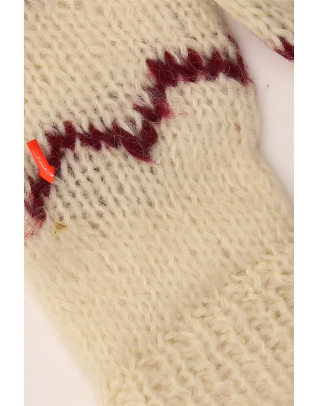 Vintage dame sweater med rund hals DK 14 Medium Off White Aztec