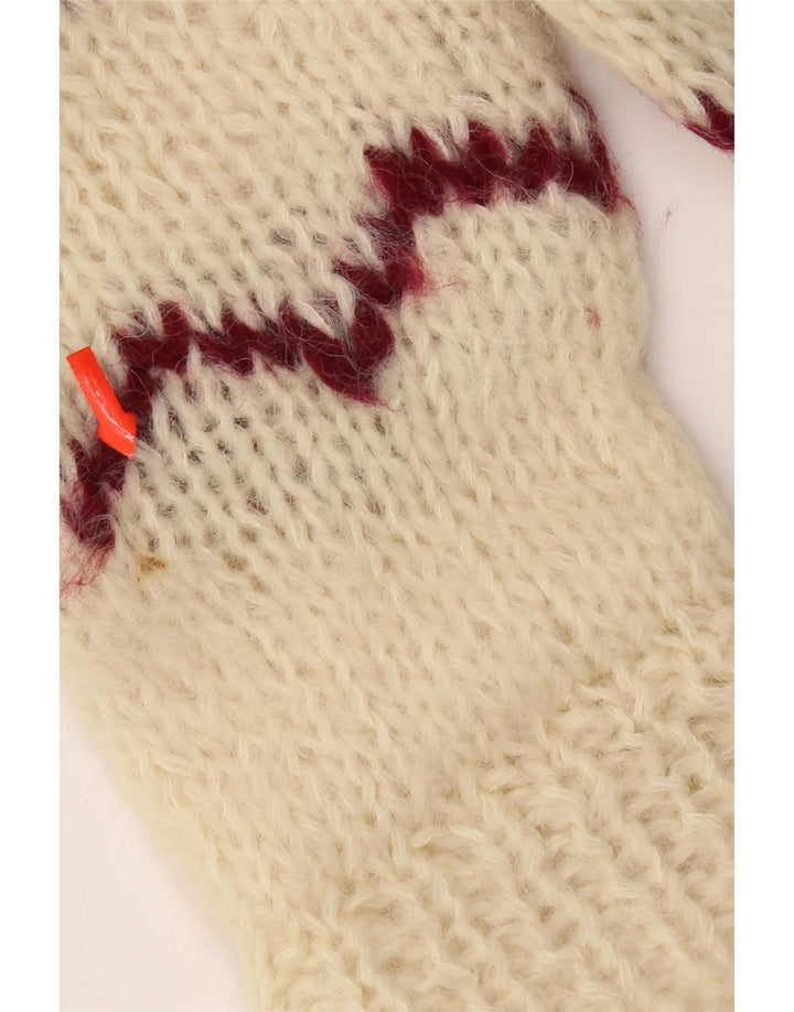Vintage dame sweater med rund hals DK 14 Medium Off White Aztec