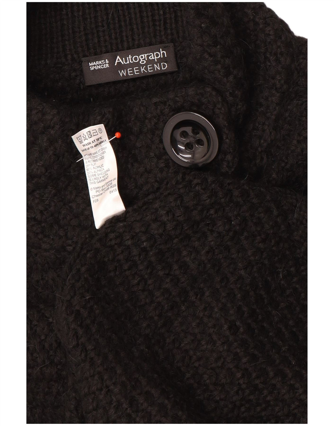 Marks & Spencer Damski sweter rozpinany z autografem UK 14, średni czarny
