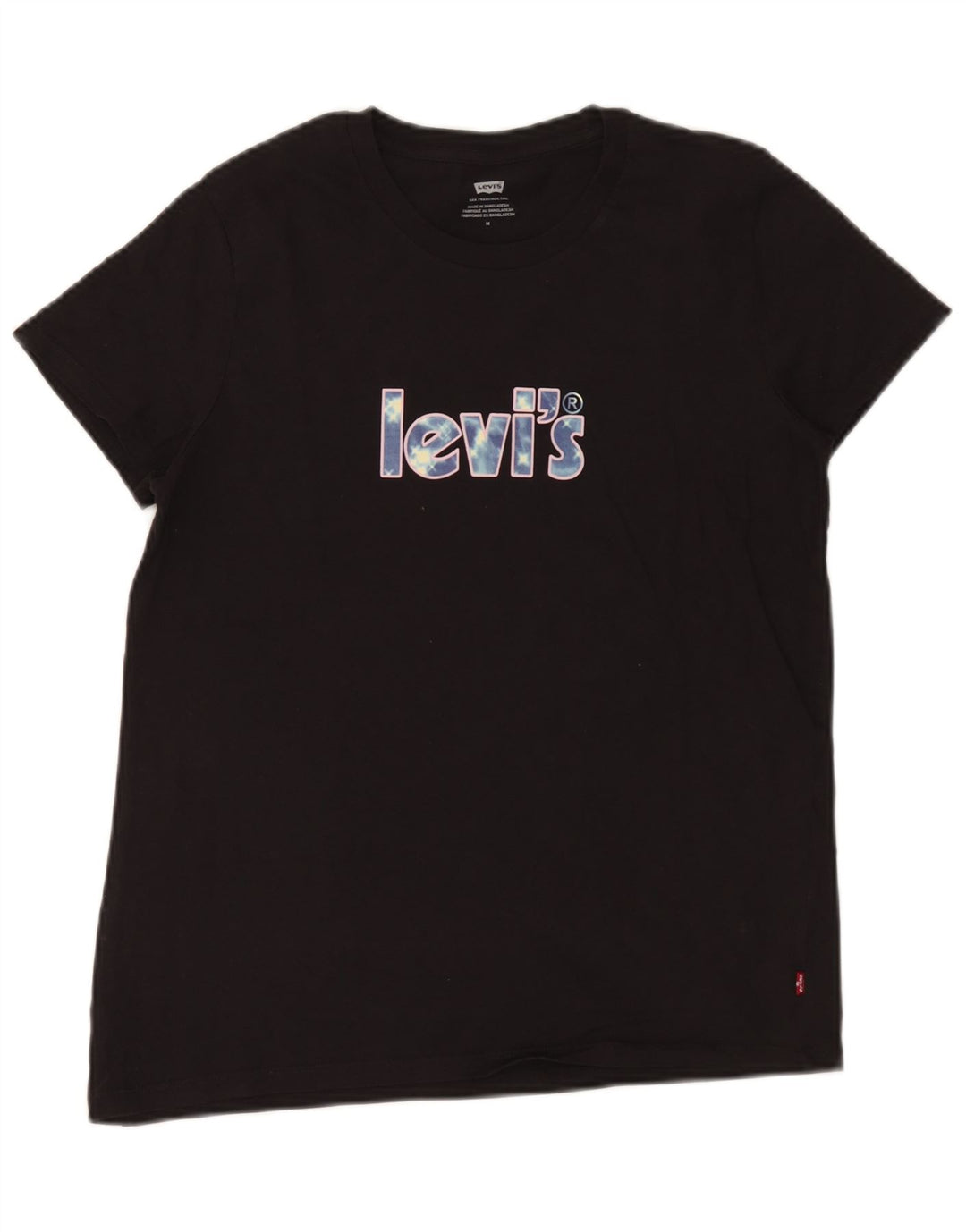 Levi's Dame Grafisk T-Shirt Top UK 12 Medium Sort Bomuld