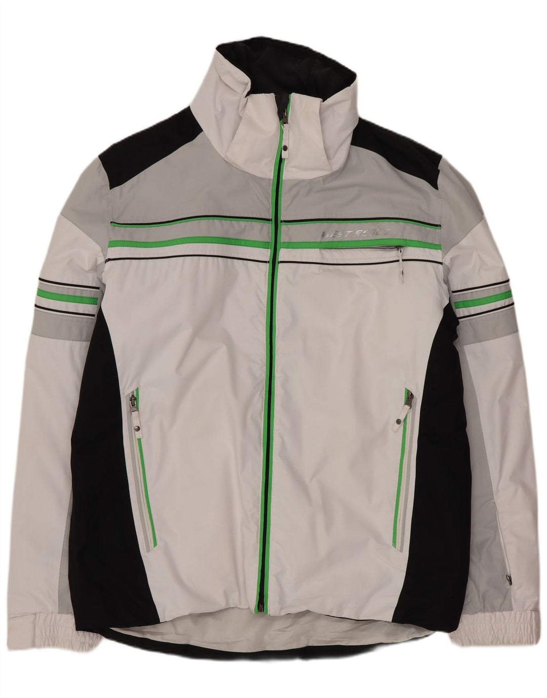 West Scout Herren-Windbreaker-Jacke, UK 44 2XL, weißes Colourblock-Polyester