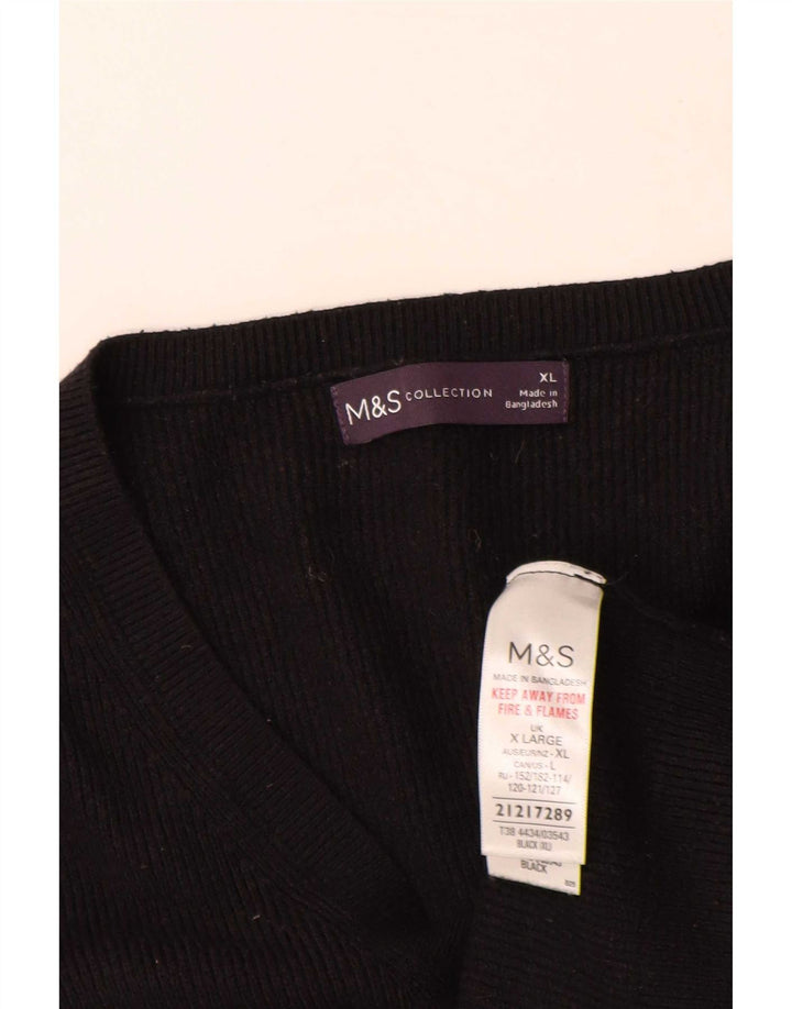 Marks & Spencer Dame Oversized V-hals sweater UK 18 XL Sort