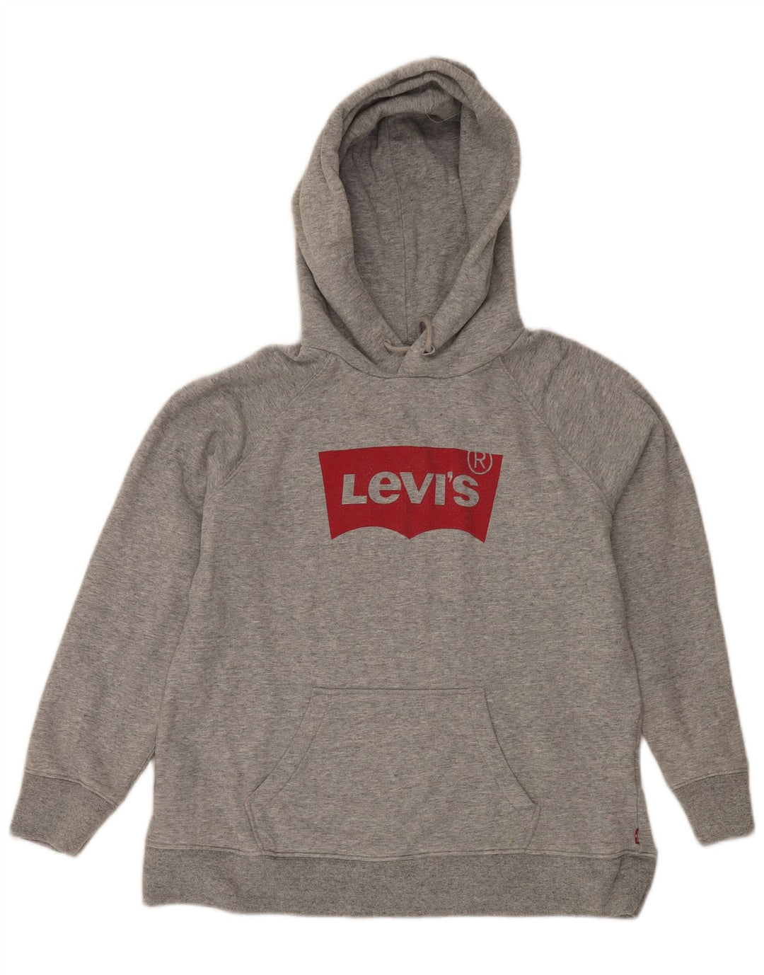 Levi's Mens Graphic Hoodie Jumper Medium Grey Flecked Cotton