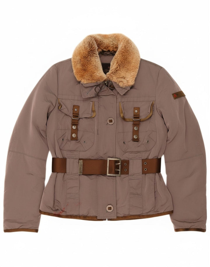 PEUTEREY Womens Padded Jacket IT 42 Medium Grey Polyamide