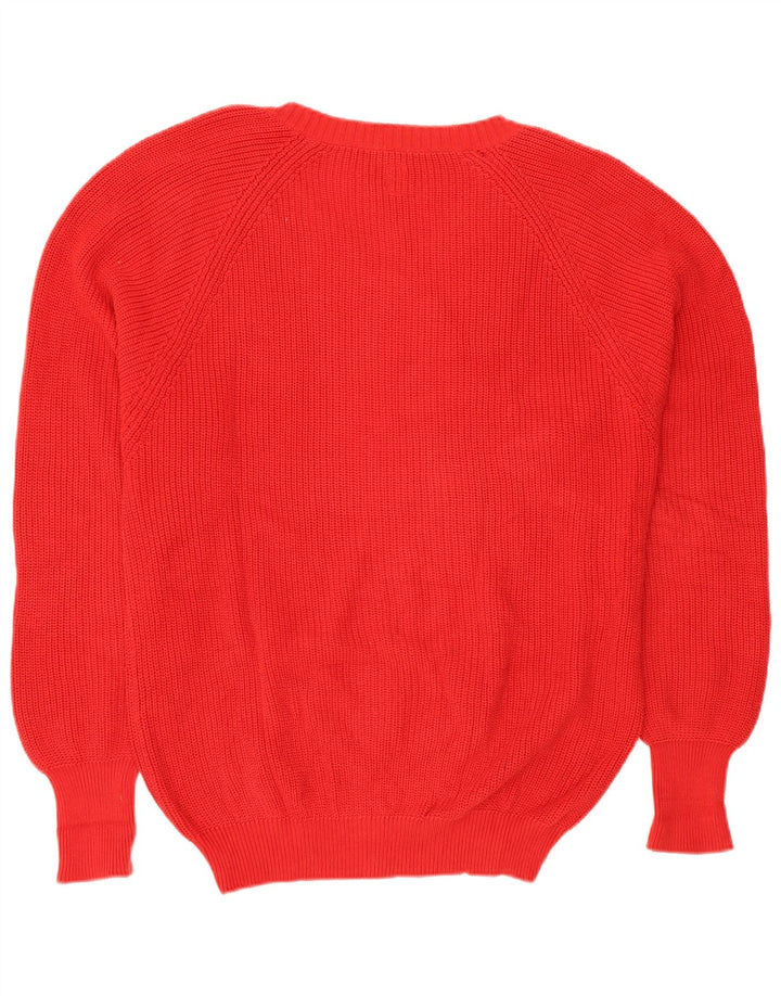 VINTAGE Mens V-Neck Jumper Sweater Large Red Cotton